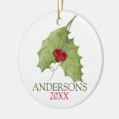 Botanische Berries Rustikale Feriengrüne Familie Keramik Ornament (Links)