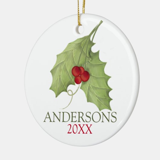 Botanische Berries Rustikale Feriengrüne Familie Keramik Ornament (Links)