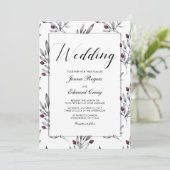 Botanische Berries und Hochzeiten Einladung (Stehend Vorderseite)