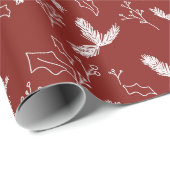 Botanische Berry Pine Blätter Rot Geschenkpapier (Rolleneckpunkt)