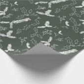 Botanische Berry Pine Weihnachten Blätter Grün Geschenkpapier (Ecke)