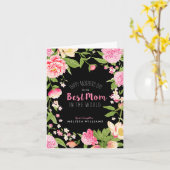 Botanische Best Mama Pink Glitzer Text Rose Rahmen Karte (Gelbe Blume)