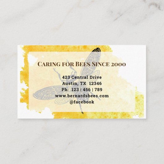 Botanische Biene in moderner Wasserfarbe Behaltend Visitenkarte (Rückseite)