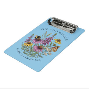 Botanische Biene & Schmetterling Blau Mini-Clipboa Mini Klemmbrett