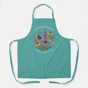 Botanische Biene- und Schmetterling-Teal-Schürze Schürze