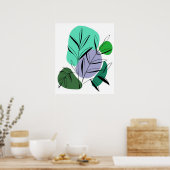 Botanische Bilanz: Blätter und Abstrakte Formen Poster (Küche)