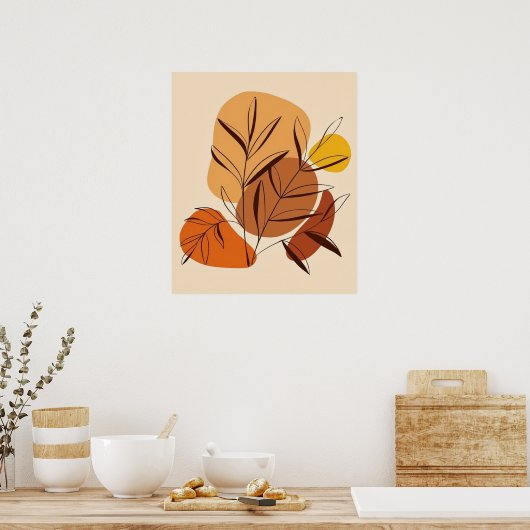 Botanische Bilanz: Blätter und Abstrakte Formen Poster (Küche)