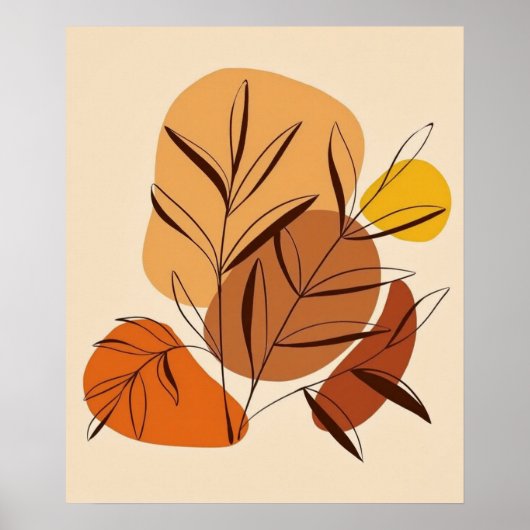 Botanische Bilanz: Blätter und Abstrakte Formen Poster (Vorne)