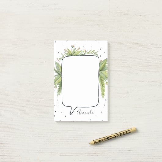 Botanische Blase Personalisiert Post-it Klebezettel (Auf Schreibtisch)