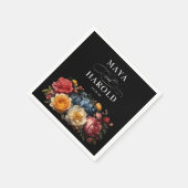 Botanische Bläserschwarze Hochzeit Serviette (Ecke)