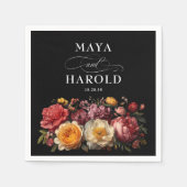 Botanische Bläserschwarze Hochzeit Serviette (Vorderseite)