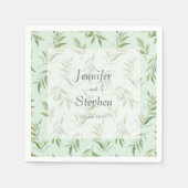 Botanische blassgrüne Hochzeit im Grünen Serviette (Vorderseite)