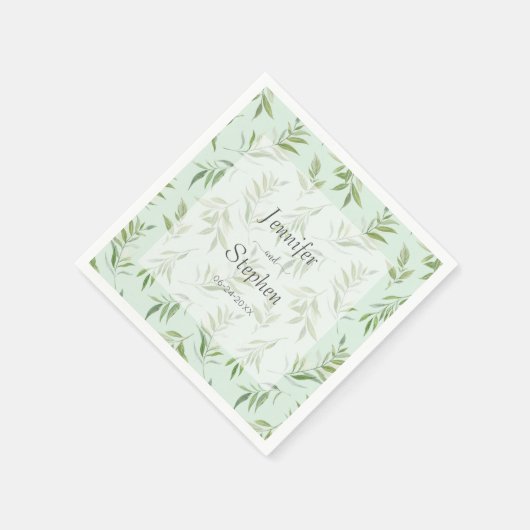 Botanische blassgrüne Hochzeit im Grünen Serviette (Ecke)