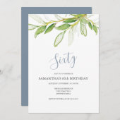 Botanische Blätter 60. Geburtstag Einladung (Vorne/Hinten)