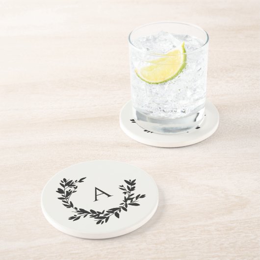 Botanische Blätter Anfangsmonogramm Elfenbeinkühe  Getränkeuntersetzer (Seite)