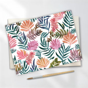 Botanische Blätter Aquarell   Floral Farbige Niedl Postkarte