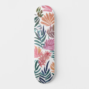 Botanische Blätter Aquarell   Florales Farbige Bla Skateboard