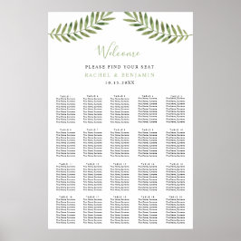 Botanische Blätter Aquarellfarben Hochzeitskarte Poster