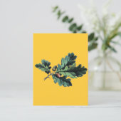 Botanische Blätter aus antikem Eichenholz Postkarte (Stehend Vorderseite)