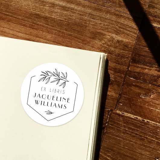 Botanische Blätter Bibliothek Buch Ex Libris Custo Runder Aufkleber