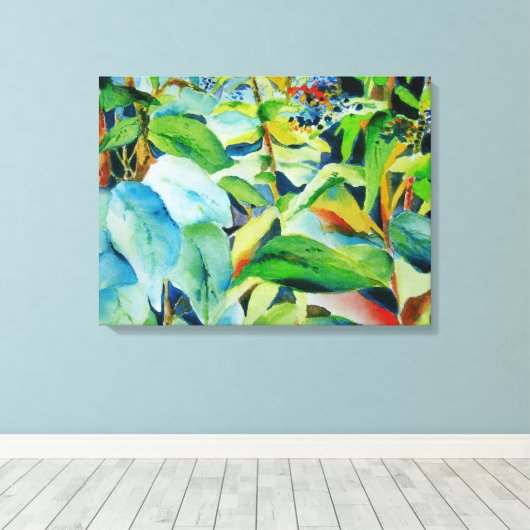 Botanische Blätter Canvas Print 24 x 18 Leinwanddruck (Insitu (Holzboden))