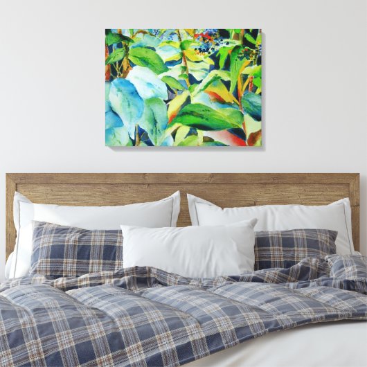 Botanische Blätter Canvas Print 24 x 18 Leinwanddruck (Insitu (Schlafzimmer))