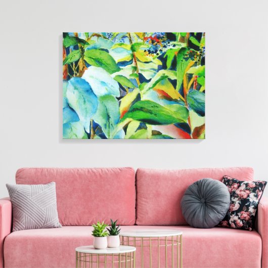 Botanische Blätter Canvas Print 24 x 18 Leinwanddruck (Insitu (Wohnzimmer))