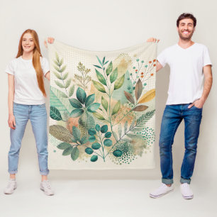 Botanische Blätter Collage Fleece Blanket