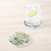 Botanische Blätter Collage Sandstone Untersetzer (Seite)