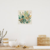 Botanische Blätter Collage Wall Decor Poster (Küche)