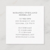 Botanische Blätter der einzigartigen Kräuterkunde Quadratische Visitenkarte (Rückseite)