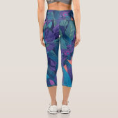 Botanische Blätter der Moderne Farbflora Muster Capri Leggings (Rückseite)