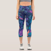 Botanische Blätter der Moderne Farbflora Muster Capri Leggings (Vorderseite)
