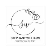 Botanische Blätter Eigene weibliche Initialen Gummistempel (Prägung)