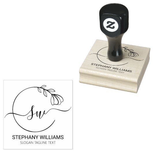 Botanische Blätter Eigene weibliche Initialen Gummistempel (Stempel)