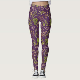 Botanische Blätter: Eine atemberaubende violette R Leggings