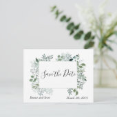 Botanische Blätter Foliage Wedding speichern das D Ankündigungspostkarte (Stehend Vorderseite)