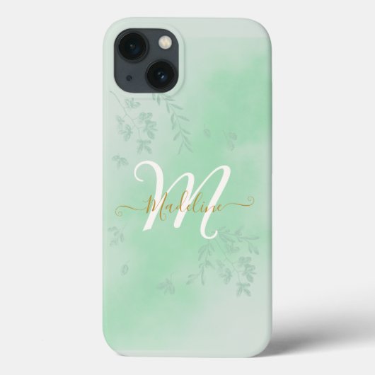 Botanische Blätter Folies Monogramm Case-Mate iPhone Hülle (Rückseite)
