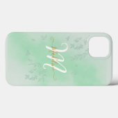 Botanische Blätter Folies Monogramm Case-Mate iPhone Hülle (Rückseite (Horizontal))