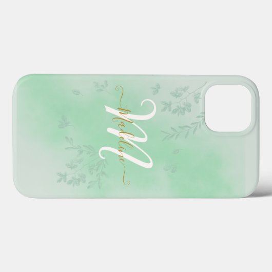 Botanische Blätter Folies Monogramm Case-Mate iPhone Hülle (Rückseite (Horizontal))