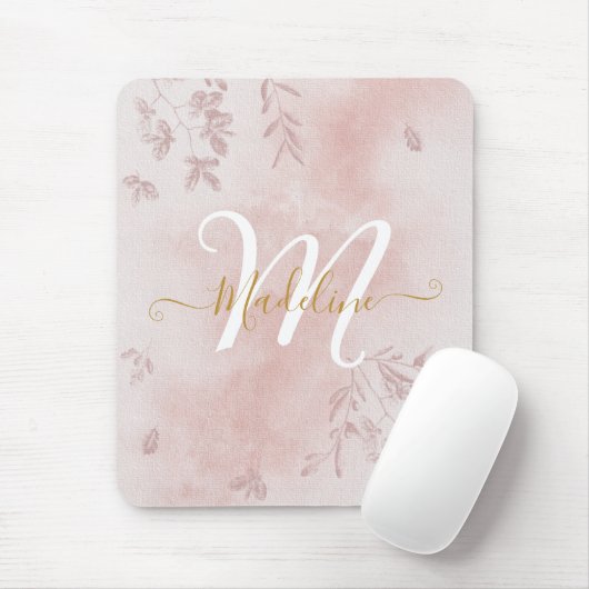 Botanische Blätter für Aquarellbilder Blattrosa Mo Mousepad (Mit Mouse)