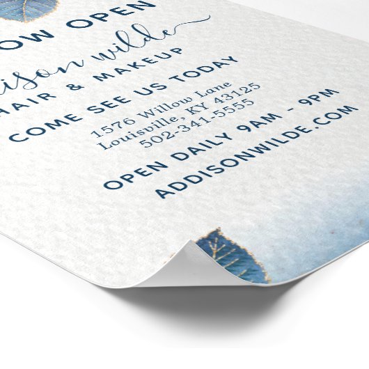 Botanische Blätter für blaue Goldmedaille Poster (Ecke)