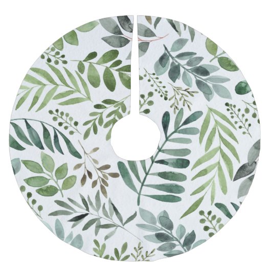 Botanische Blätter für elegante Wasserfarben Polyester Weihnachtsbaumdecke (Vorderseite)