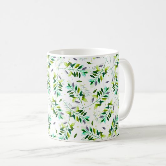 Botanische Blätter für Violett und grünes Wasser Kaffeetasse (VorderseiteRechts)