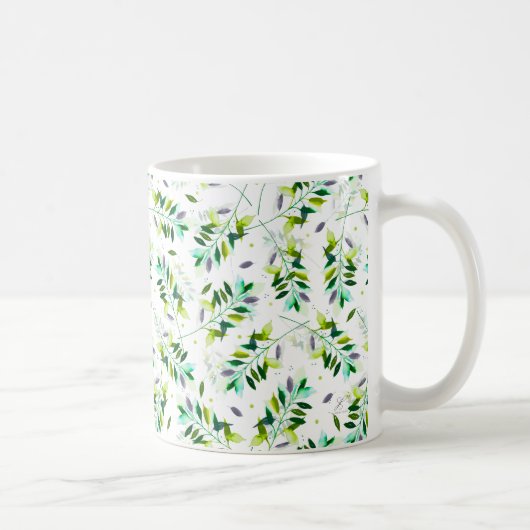 Botanische Blätter für Violett und grünes Wasser Kaffeetasse (Rechts)