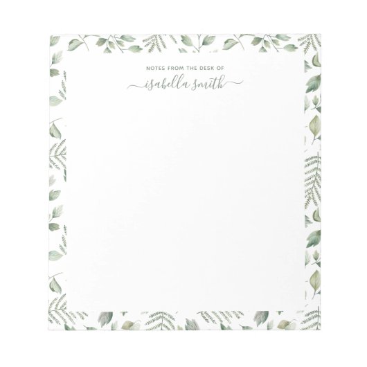 Botanische Blätter für Wasserfarben Notizblock (Vorderseite)