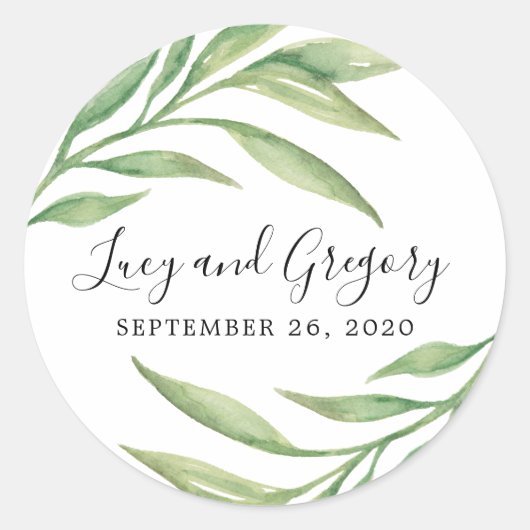 Botanische Blätter | GASTGESCHENK HOCHZEIT Runder Aufkleber (Vorderseite)