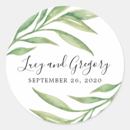 Botanische Blätter | GASTGESCHENK HOCHZEIT Runder Aufkleber