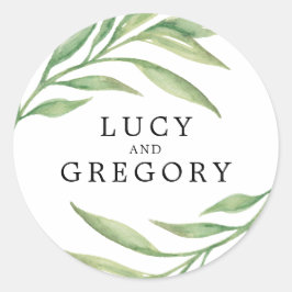 Botanische Blätter | GASTGESCHENK HOCHZEIT Runder Aufkleber