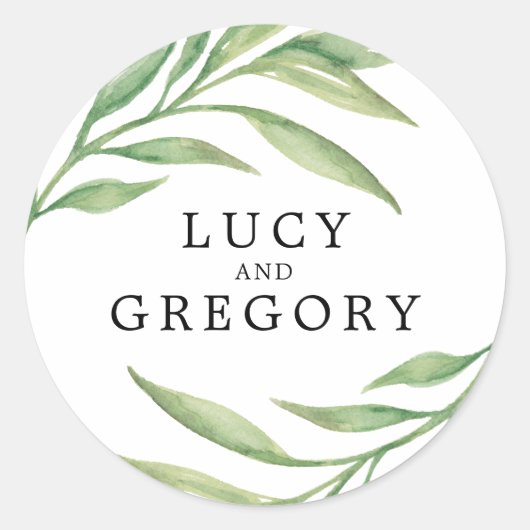 Botanische Blätter | GASTGESCHENK HOCHZEIT Runder Aufkleber (Vorderseite)